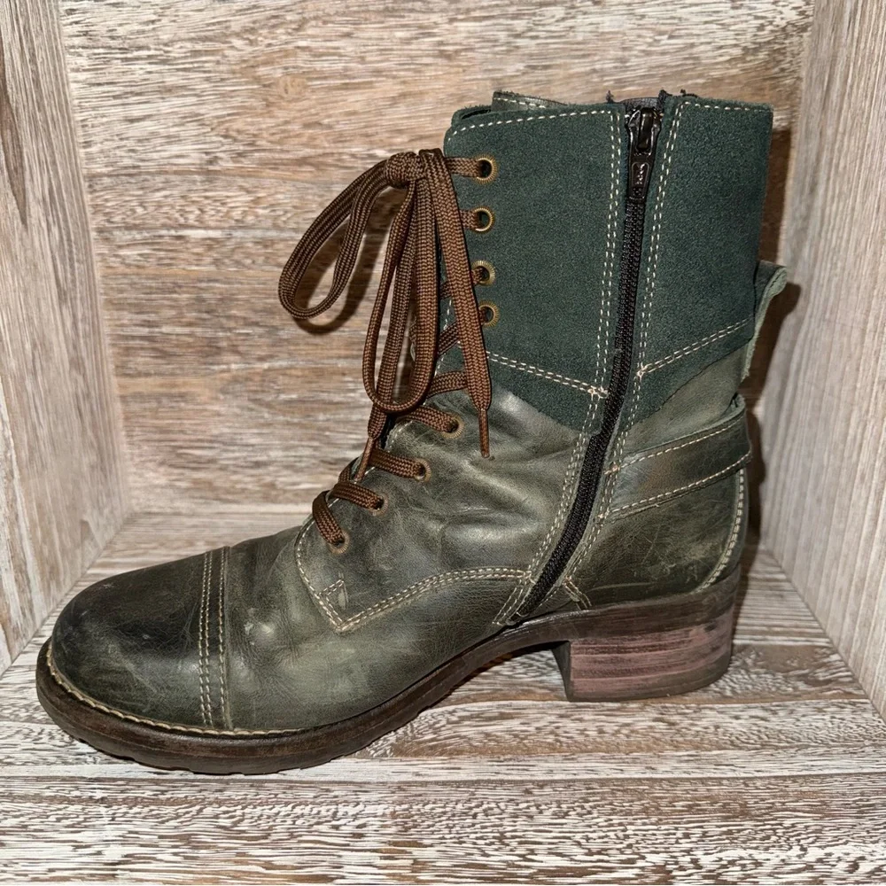 Taos Crave Teal Green Leather Lace-Up Boots EU 39 - Picture 10 of 12